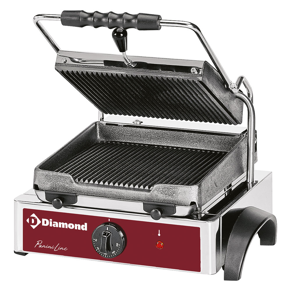 Grill panini eléctrico, placas acanaladas