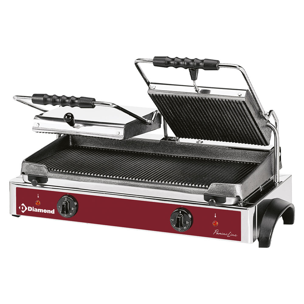 Grill panini eléctrico DOBLE, placas acanaladas