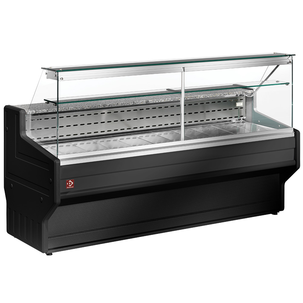 Mostradores refrigerados escaparate de cristal derecho 90 °, con reserva