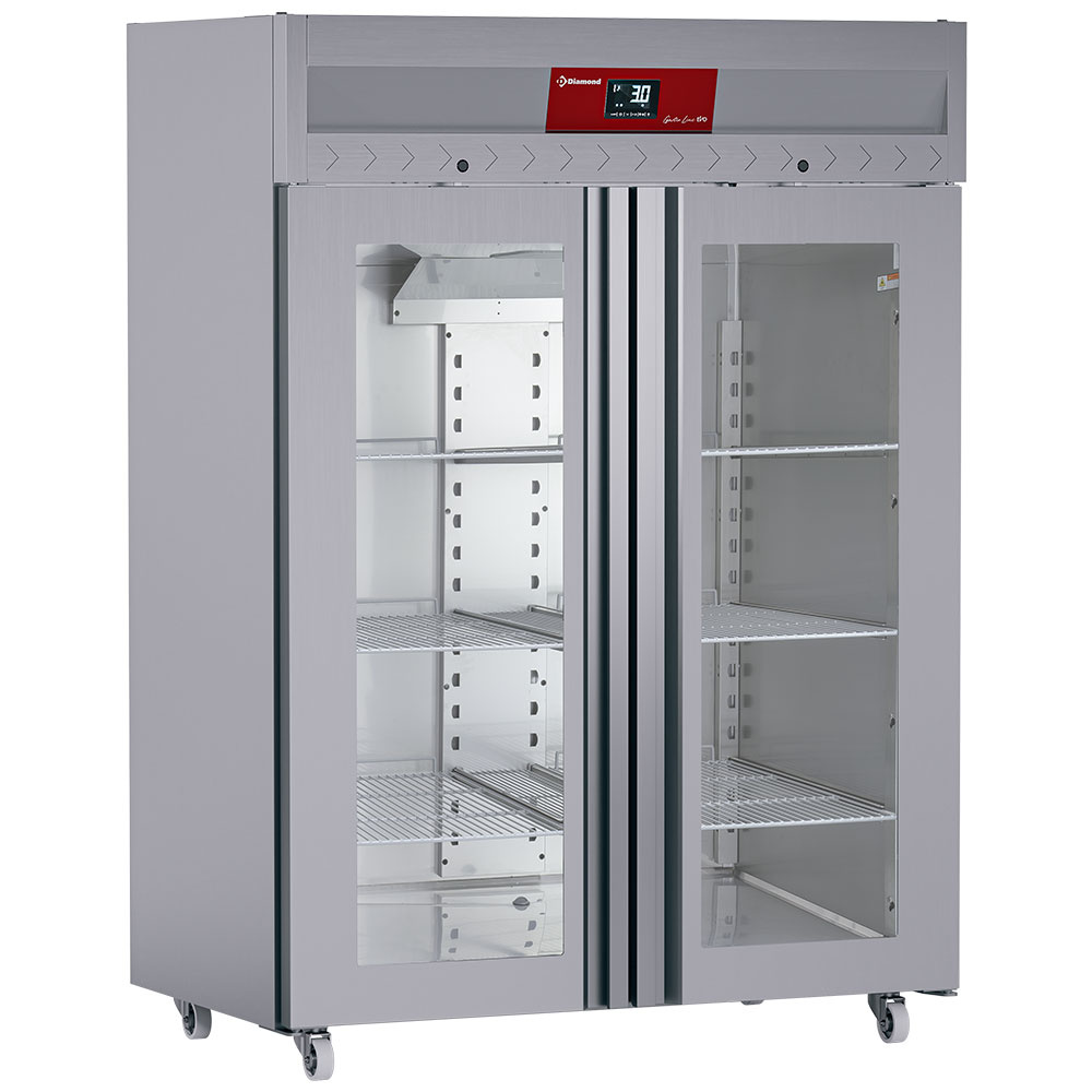 Armario frigorífico ventilado 1400 litros 2 puertas vitrado GN 2/1, sur ruedas