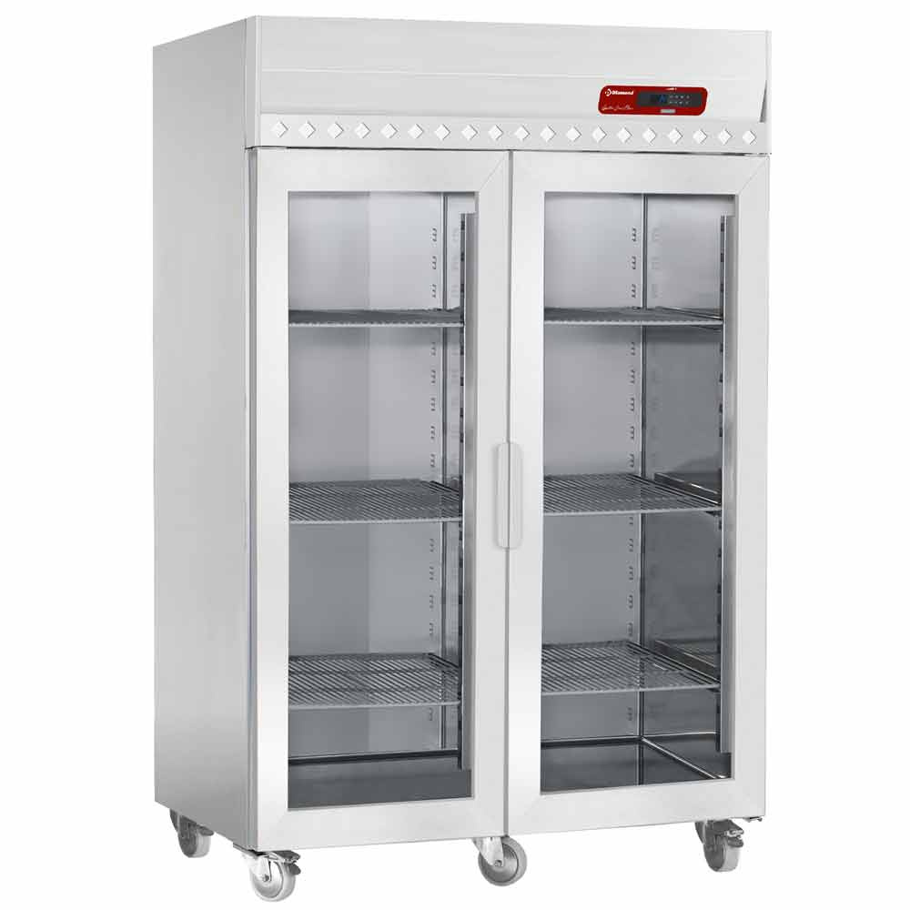 Armario frigorífico ventilado 1400 litros 2 puertas vitrado GN 2/1, sur ruedas