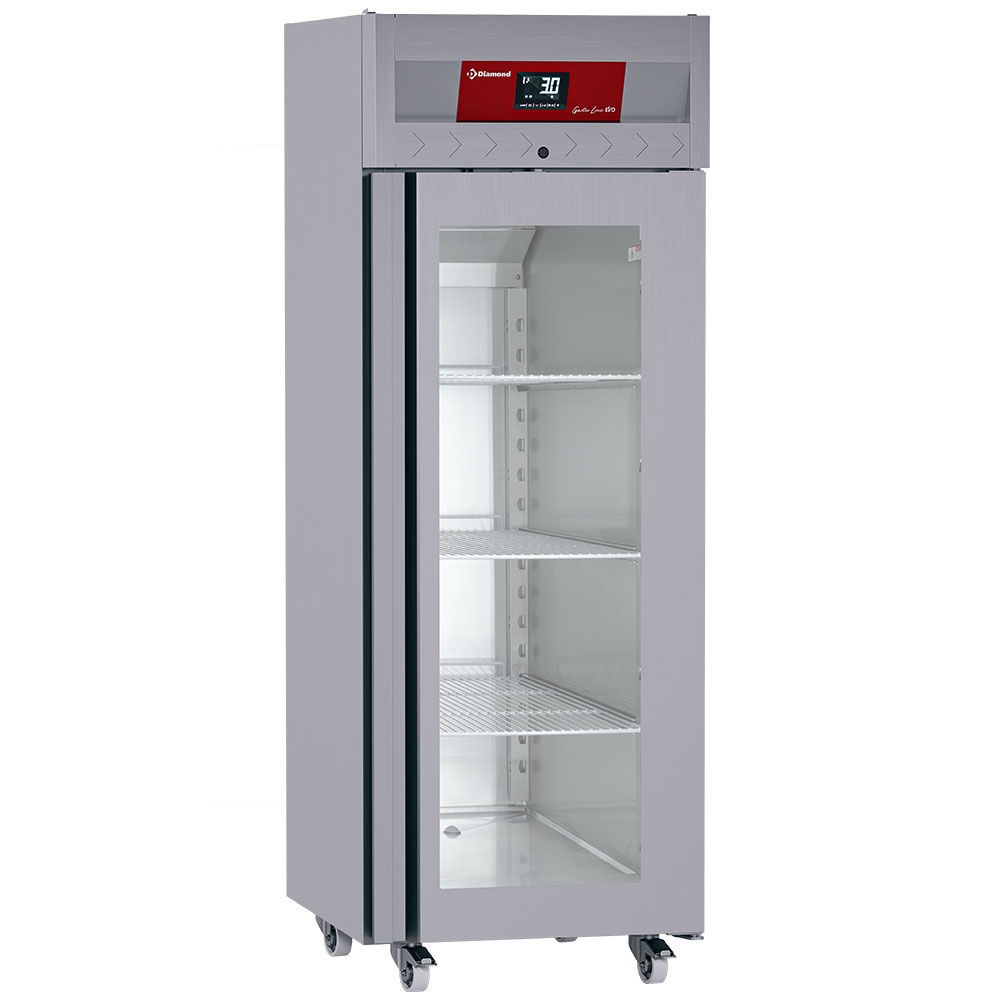 Armario frigorífico ventilado 700 litros, 1 puerta de cristal (GN 2/1), sur ruedas