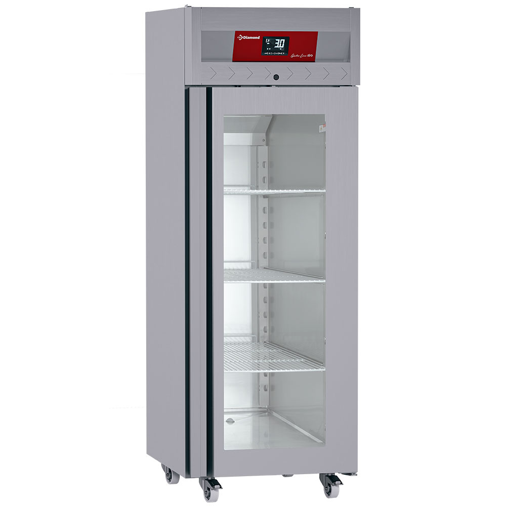 Armario de congelación ventilada 700 Lit. 1 puerta de cristal GN 2/1, sur ruedas