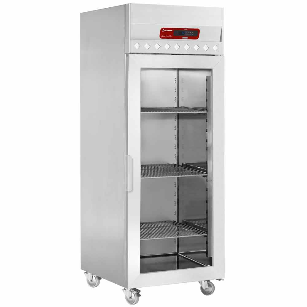 Armario de congelación ventilada 700 Lit. 1 puerta de cristal GN 2/1, sur ruedas