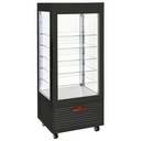 Vitrina 4 lados T° negativa, 5 estantes de cristal, ventilada, 480 Lit, NEGRA