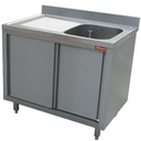Fregadero 1 cubeta 600x500xh325, escurridor izquierdo su armario 2 puertas corredizas