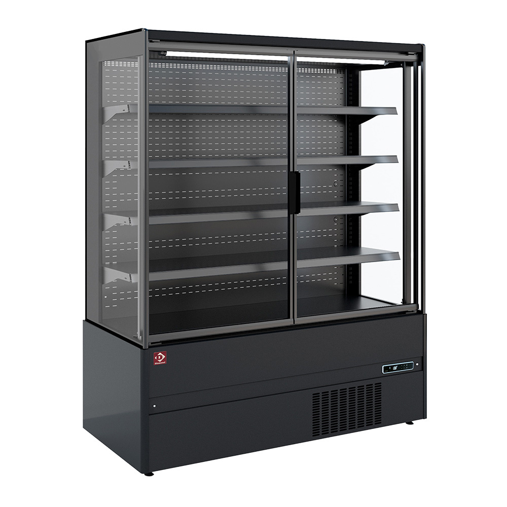 Mueble mural refrigerado, autoservicio, puertas batientes - FULL BLACK