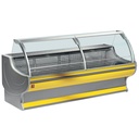 Mostrador vitrina refrigerado vidrio curvo con reserva