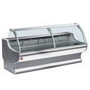 Mostrador vitrina refrigerado vidrio curvo con reserva