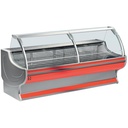 Mostrador vitrina refrigerado vidrio curvo con reserva