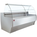 Mostrador vitrina refrigerada vidrio curvo, ventilado, con reserva - GRIS/BLANCO