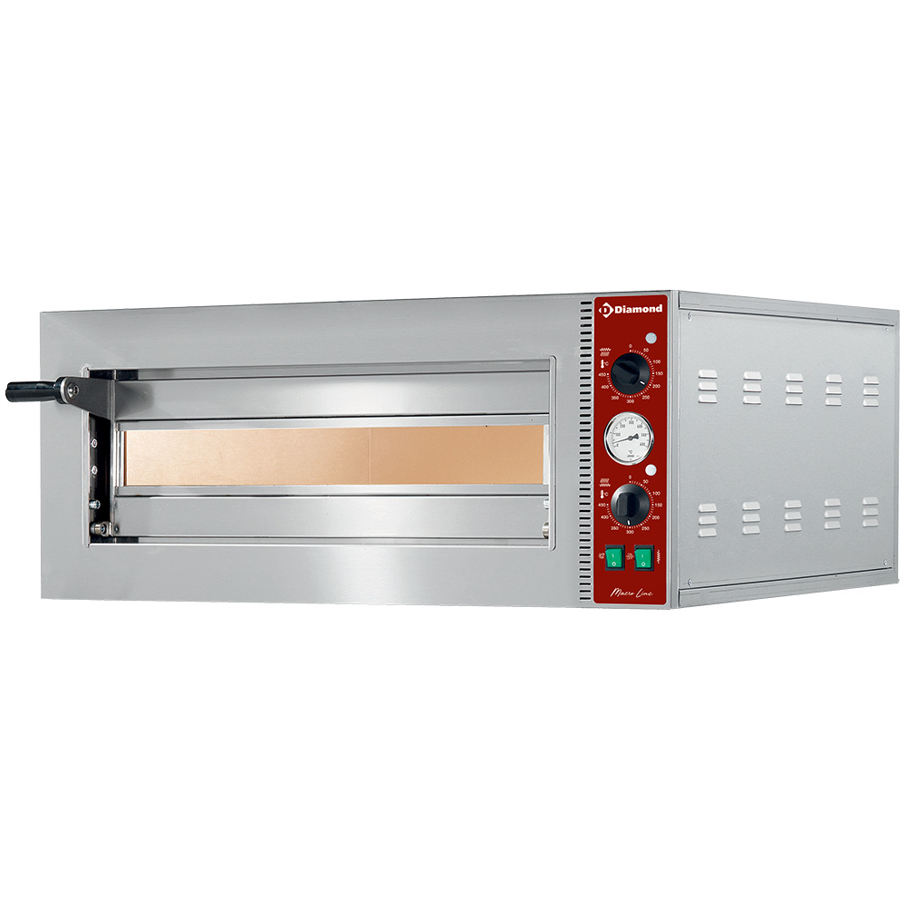 Horno eléctrico a pizzas Ø 420 mm, cámara 420x420xh140 mm.