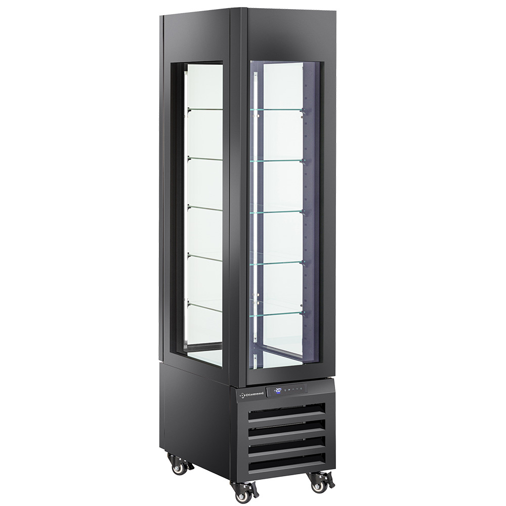 Vitrina " vitrina completa" 260 Lt., 5 niveles de vidrio, ventilado - PASTRY - NEGRO
