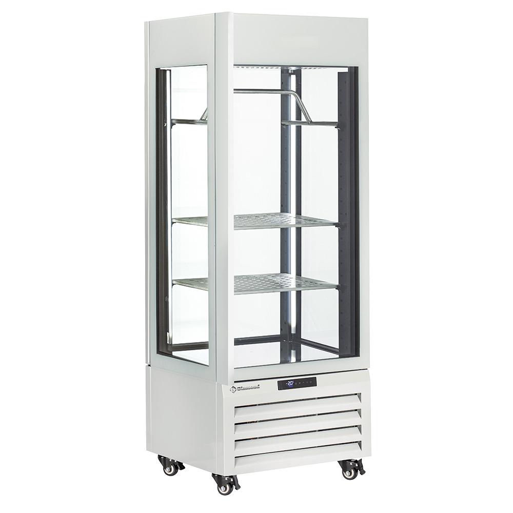 Vitrina completamente acristalada" 440 Lt., 2 estantes y barra de carne, ventilada - MEAT - BLANCO