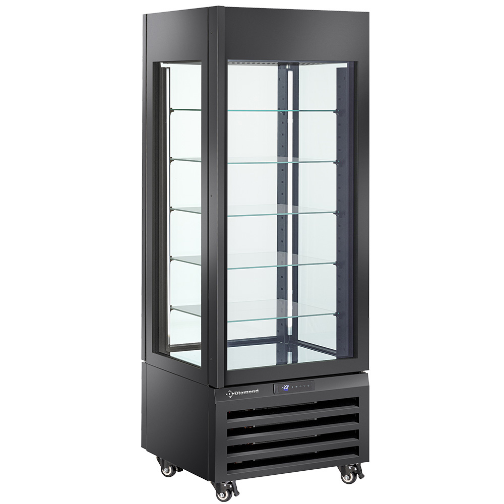 Vitrina " vitrina completa" 440 Lt., 5 niveles de vidrio, ventilado - PASTRY - NEGRO
