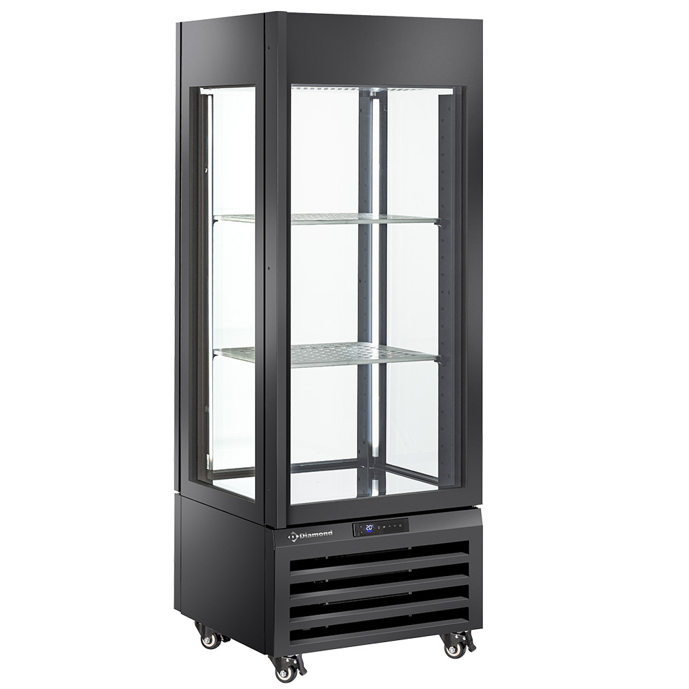 Vitrina completamente acristalada" 440 Lt., 1 nivel + 2 estantes, ventilada - WINE - NEGRO