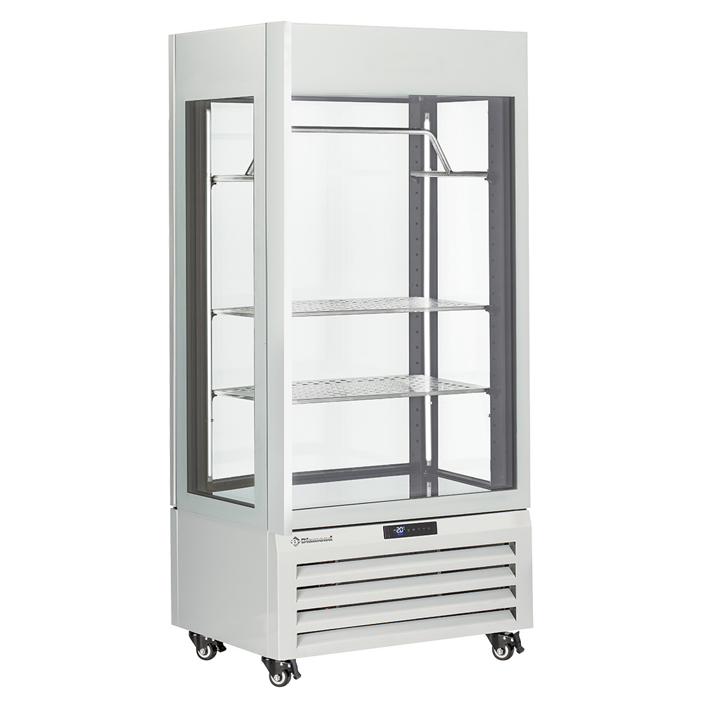 Vitrina completamente acristalada" 600 Lt., 2 estantes y barra de carne, ventilada - MEAT - BLANCO