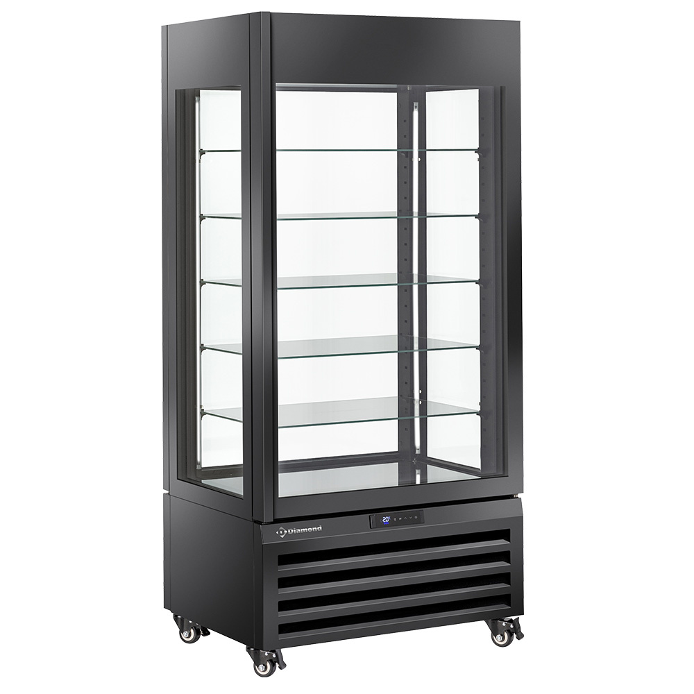 Vitrina "vitrina completa" 600 Lt., 5 niveles de vidrio, ventilado - ICE CREAM & PASTRY - NEGRO