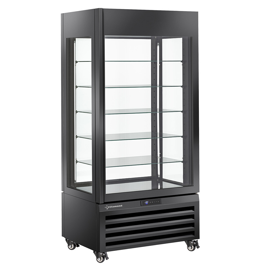 Vitrina " vitrina completa" 600 Lt., 5 niveles de vidrio, ventilado -  PASTRY - NEGRO