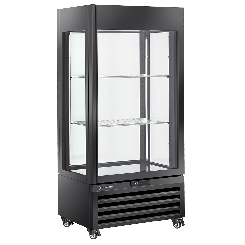 Vitrina completamente acristalada" 600 Lt., 1 nivel + 2 estantes, ventilada - WINE - NEGRO