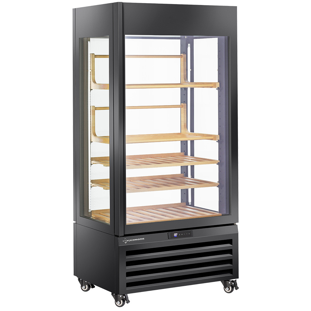 Vitrina completamente acristalada" 600 Lt., 1 nivel + 4 estantes, ventilada - WINE - NEGRO