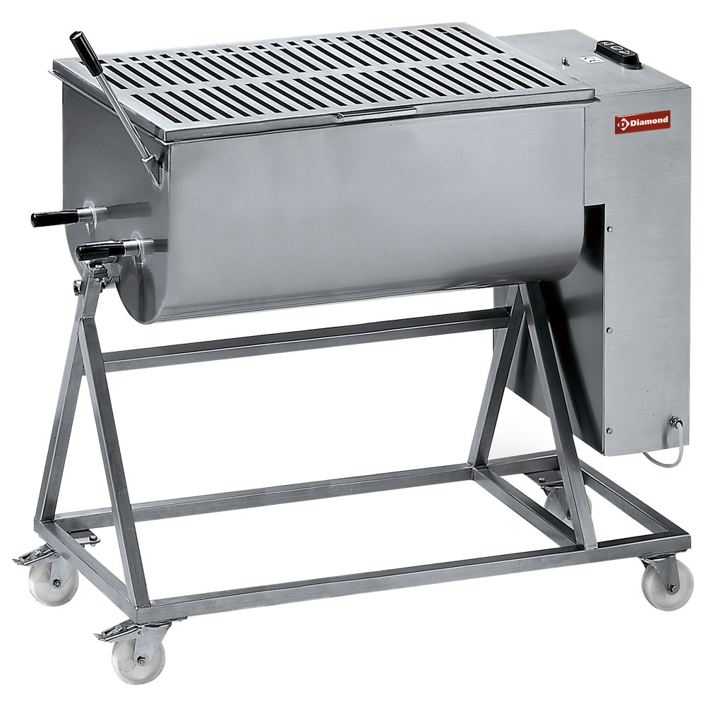 Mezcladora para carne de acero inox 120 kg, carro con ruedas