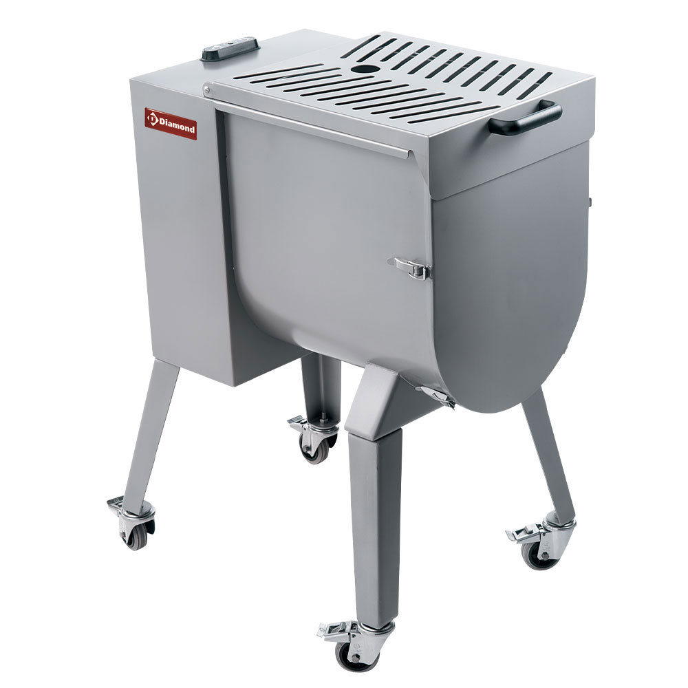 Mezcladora para carne de acero inox 50 kg, carro con ruedas