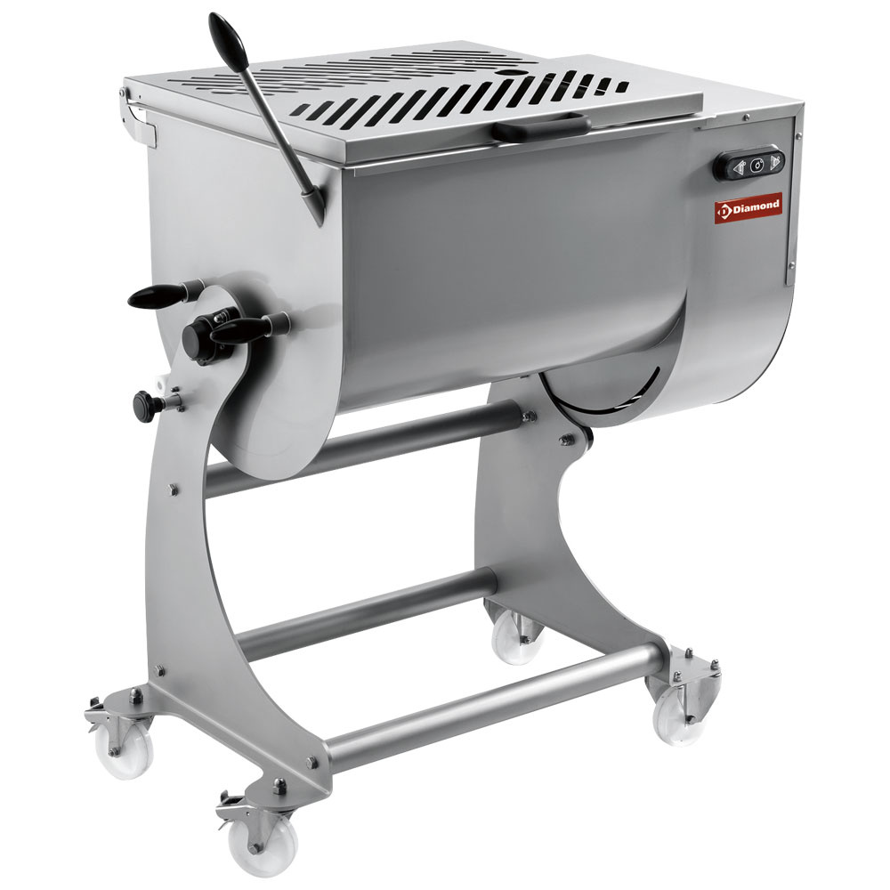 Mezcladora para carne de acero inox 80 kg, carro con ruedas