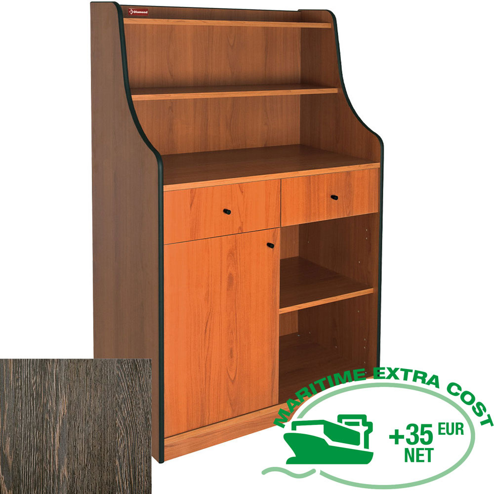 Mueble de servicio, 2 cajónes, 1 puerta, 1 estantería "Wengé"