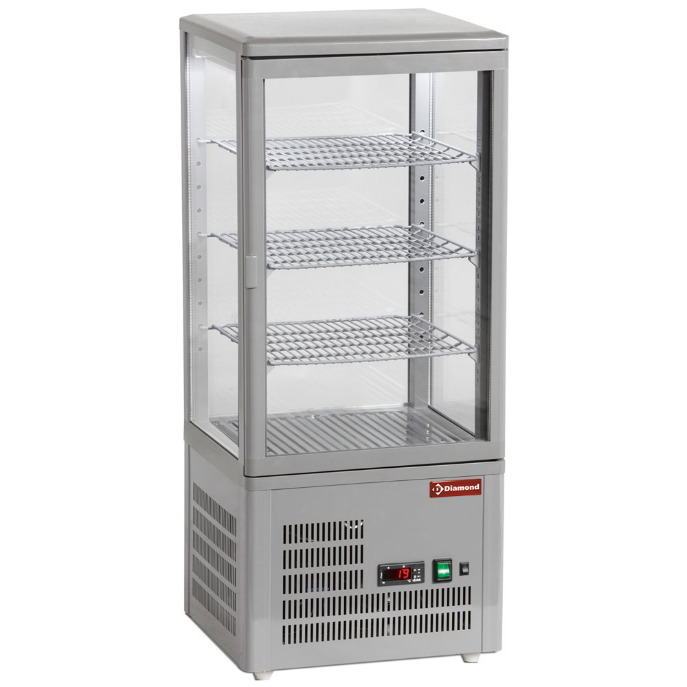 Vitrina de mesa ventilada, 4 caras acristaladas, 4 niveles "Grey"