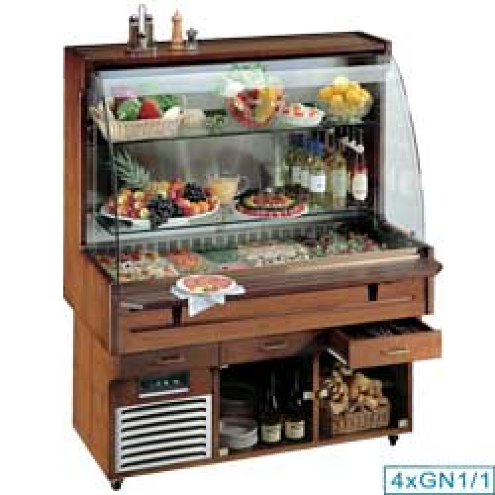 Mueble buffet 4 GN 1/1 y vitrina refrigerada