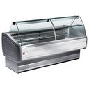 Mostrador vitrina refrigerada vidrio curvo, ventilado, con reserva