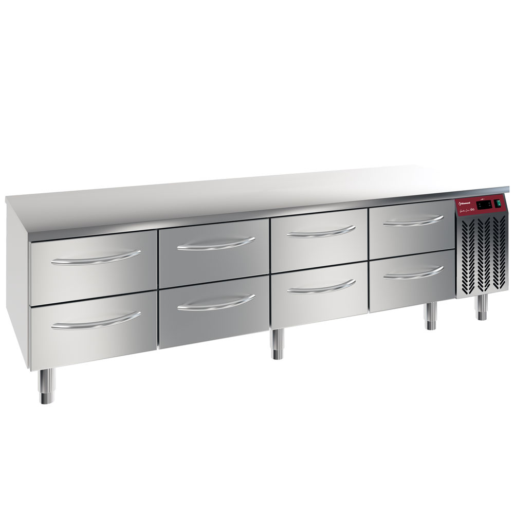 Basamento refrigerado, 8x1/2 cajones  GN 1/1- h 100 mm