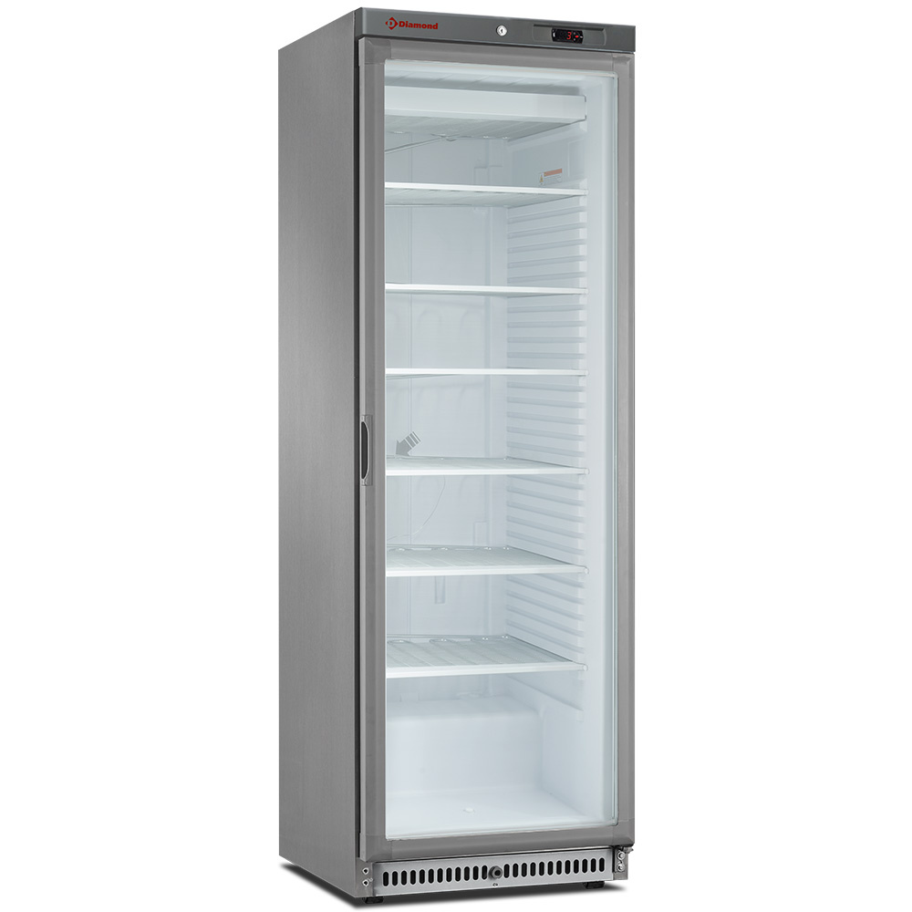 Armario congelador, estática, puerta de cristal, 400 litros. acero inoxidable