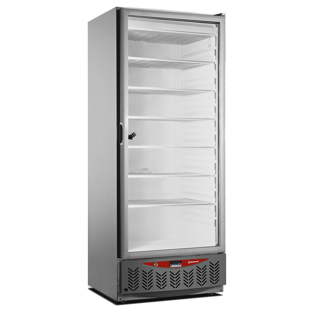 Congelador estático, puerta de cristal, 525 litros, GN2/1+600x400, acero inoxidable